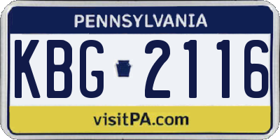 PA license plate KBG2116
