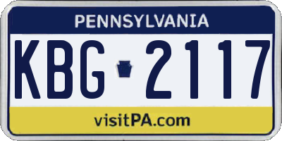 PA license plate KBG2117