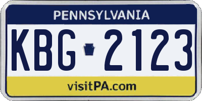 PA license plate KBG2123