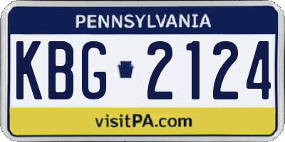 PA license plate KBG2124