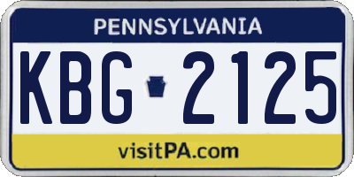 PA license plate KBG2125