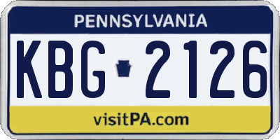 PA license plate KBG2126