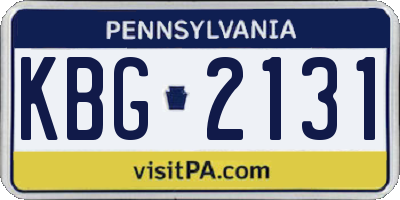PA license plate KBG2131
