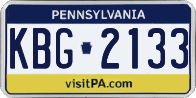 PA license plate KBG2133