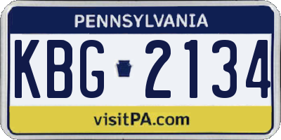 PA license plate KBG2134