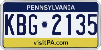 PA license plate KBG2135