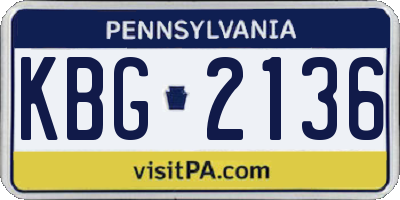 PA license plate KBG2136