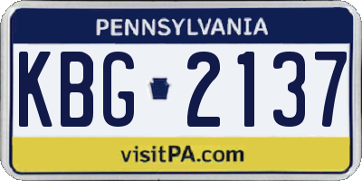 PA license plate KBG2137