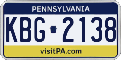 PA license plate KBG2138