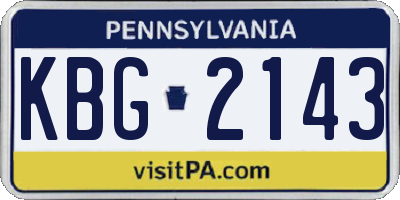 PA license plate KBG2143