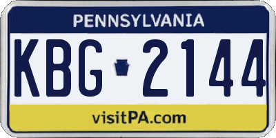 PA license plate KBG2144