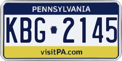 PA license plate KBG2145