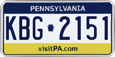 PA license plate KBG2151