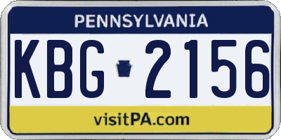 PA license plate KBG2156