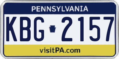 PA license plate KBG2157