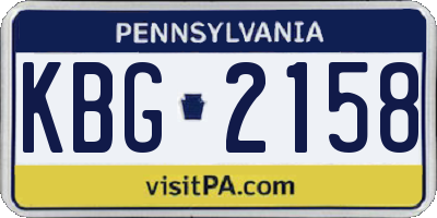 PA license plate KBG2158