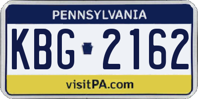 PA license plate KBG2162