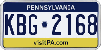 PA license plate KBG2168