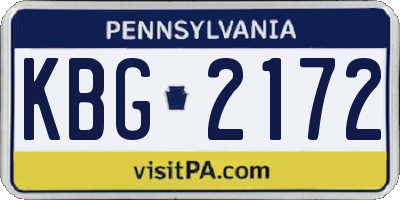 PA license plate KBG2172
