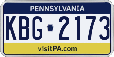 PA license plate KBG2173
