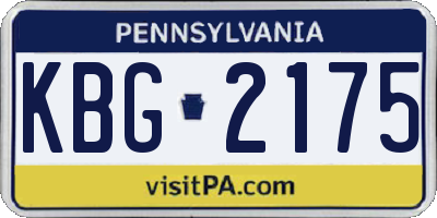 PA license plate KBG2175