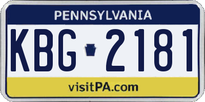 PA license plate KBG2181