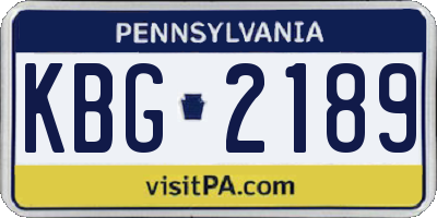 PA license plate KBG2189