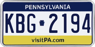 PA license plate KBG2194