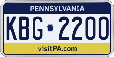 PA license plate KBG2200