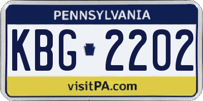 PA license plate KBG2202