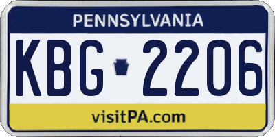 PA license plate KBG2206