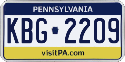 PA license plate KBG2209