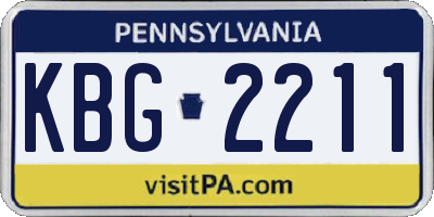 PA license plate KBG2211
