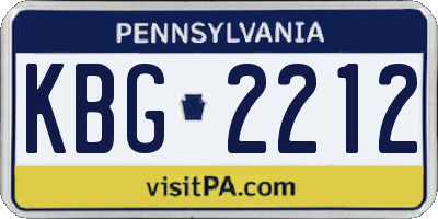 PA license plate KBG2212