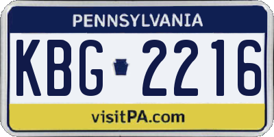PA license plate KBG2216
