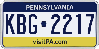 PA license plate KBG2217