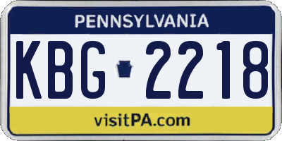 PA license plate KBG2218
