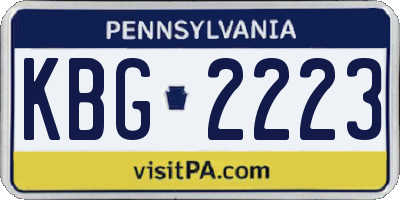 PA license plate KBG2223