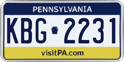 PA license plate KBG2231