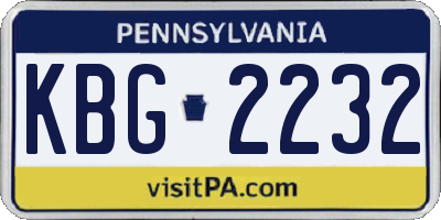 PA license plate KBG2232