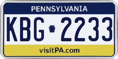 PA license plate KBG2233