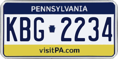 PA license plate KBG2234