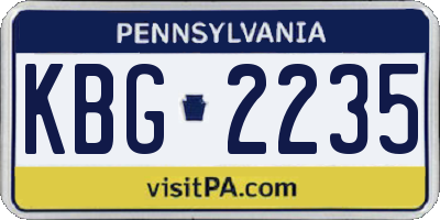 PA license plate KBG2235