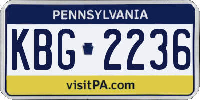 PA license plate KBG2236