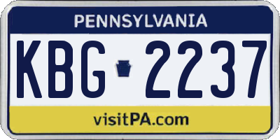 PA license plate KBG2237