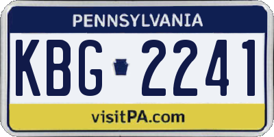 PA license plate KBG2241