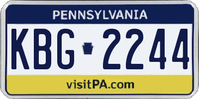 PA license plate KBG2244