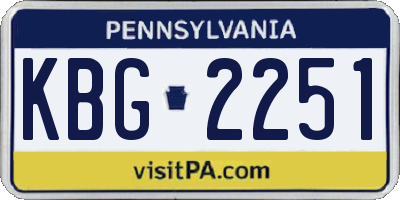 PA license plate KBG2251