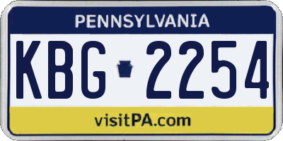 PA license plate KBG2254