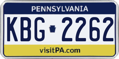 PA license plate KBG2262